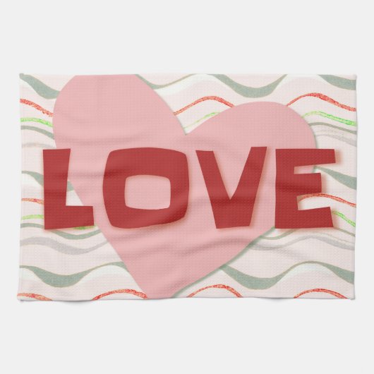 Love Retro Heart  Style Kitchen Towel Theedoek (Horizontaal)