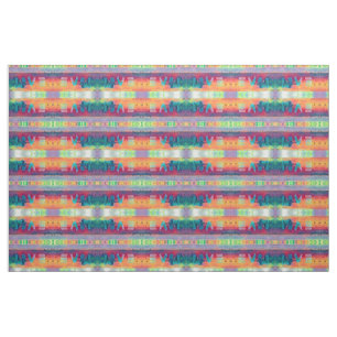 Love Retro Hippie Blauwgroen Oranje Bohemian Art P Stof