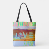 Love Retro Hippie Brown Green Bohian Land Tote Bag (Achterkant)