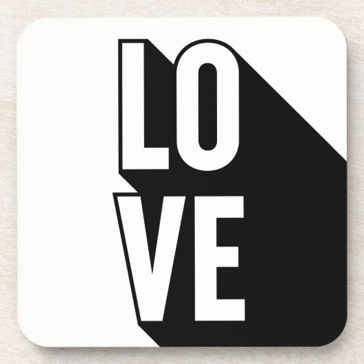 Love Retro Long Shadow Typografie Drankjes Onderzetter (Voorkant)