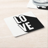Love Retro Long Shadow Typografie Kartonnen Onderzetters (Schuin)