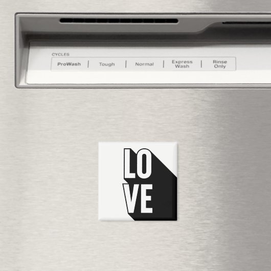 Love Retro Long Shadow Typografie Magneet (Insitu (Vaatwasser))