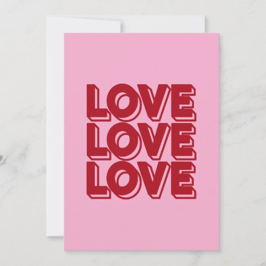 Love Retro Rode Typografie Kaart (Voorkant)