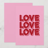 Love Retro Rode Typografie Kaart (Voorkant / Achterkant)
