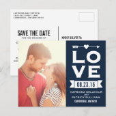 LOVE Retro Typografie | Briefkaart Datum opslaan (Voorkant / Achterkant)