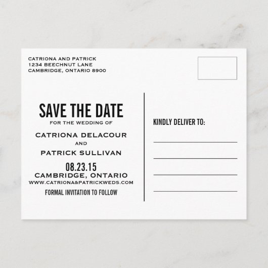 LOVE Retro Typografie | Briefkaart Datum opslaan (Achterkant)