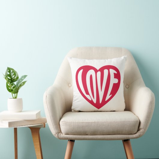 LOVE Retro Typografie Heart Pillow Kussen (Stoel)