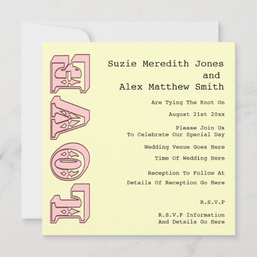Love Retro Wedding Uitnodiging (Voorkant)