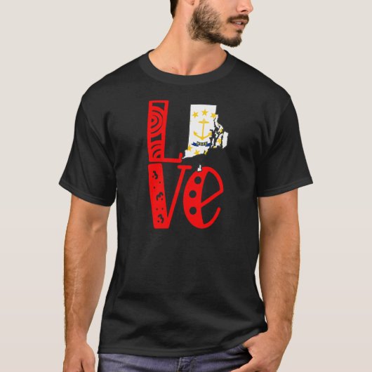Love Rhode Island in Block Letters T-shirt (Voorkant)