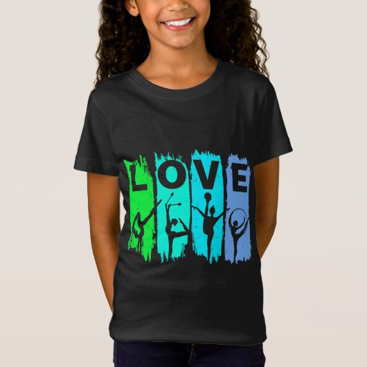 Love Rhythmic Gymnastics in Blue and Green T-shirt (Voorkant)