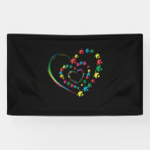 Love Ribbon Heart Puzzle Autism Awareness Gift Spandoek (Horizontaal)