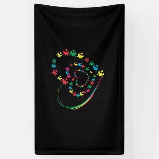 Love Ribbon Heart Puzzle Autism Awareness Gift Spandoek (Verticaal)