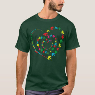 Love Ribbon Heart Puzzle Autism Awareness Gift T-shirt