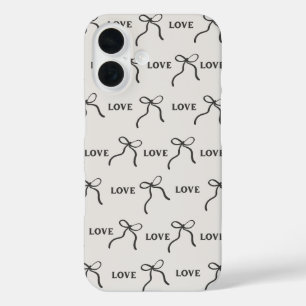'Love & Ribbon Minimalist' iPhone 16 Hoesje