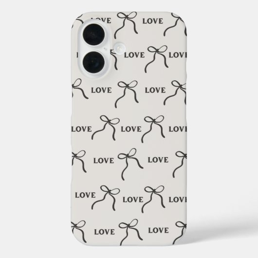 'Love & Ribbon Minimalist' iPhone 16 Hoesje (Achterkant)