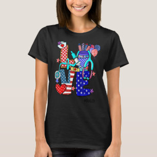 Love Rn Life Stethoscoop Vuurwerk USA Vlag 4e van T-shirt
