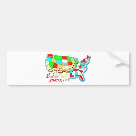LOVE ROAD 66.png Bumpersticker (Voorkant)