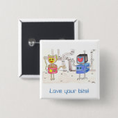 Love Robot Vierkante Button 5,1 Cm (Voorkant /achterkant)