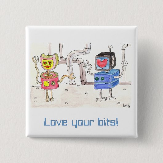Love Robot Vierkante Button 5,1 Cm (Voorkant)