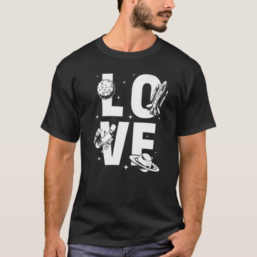 Love Rocket Scientist Space Astronaut Space Ship T-shirt (Voorkant)