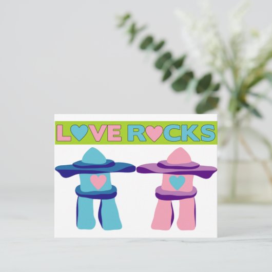 Love Rocks Briefkaart (Staand voorkant)