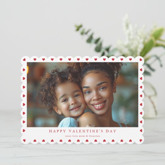 LOVE rode harten gelukkige Valentijnsdag foto Feestdagenkaart (Staand voorkant)