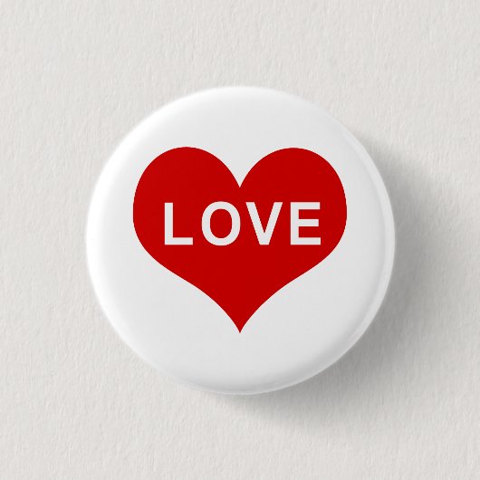 LOVE Rode Liefdeshart Ronde Button 3,2 Cm (Voorkant)