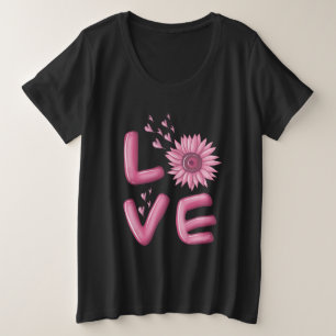 Love Roink Sunflower Weemens Grote Maat T-shirt