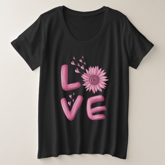 Love Roink Sunflower Weemens Grote Maat T-shirt (Design voorkant)