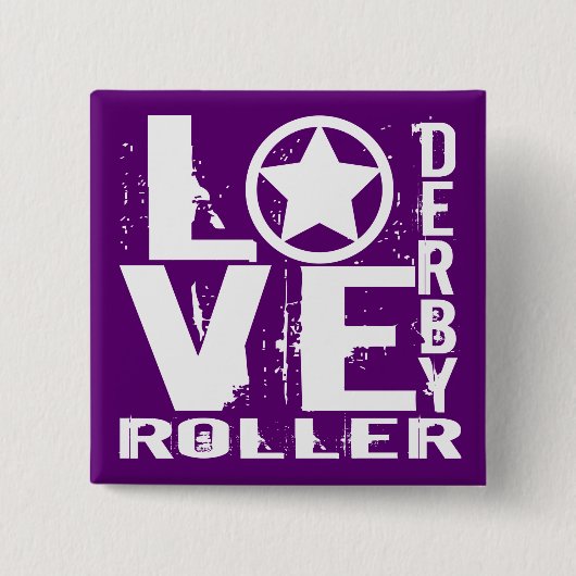 LOVE Roller Derby Vierkante Button 5,1 Cm (Voorkant)
