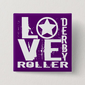 LOVE Roller Derby Vierkante Button 5,1 Cm