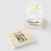 Love & Romance Antique Couple Art Customizable Stenen Onderzetter (Zijkant)