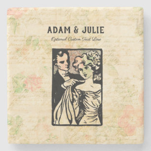 Love & Romance Antique Couple Art Customizable Stenen Onderzetter