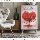 Love Romance Tree + Red Heart Leaves BX3 Decoupage Tissuepapier