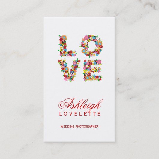 LOVE Romantic Blooms Spring Flowers Profile Card Visitekaartje (Voorkant)