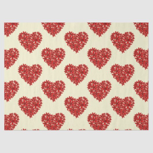 Love Romantic Floral Hearts Wedding Jubileum Tissuepapier (Voorkant)