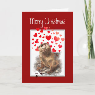Love Romantic Merry Kerstmis, Cute Otter Animal Feestdagen Kaart