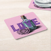 LOVE Roos Fles Onderzetter Set (Schuin)