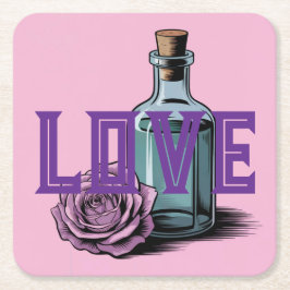 LOVE Roos Fles Onderzetter Set