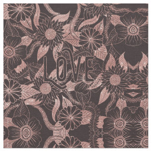 Love Roos Gold Glitter Girly Flowers Pattern Stof