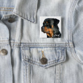 Love Rottweiler Black & Brown Puppy Dog Pin Button (In situ)