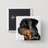 Love Rottweiler Black & Brown Puppy Dog Pin Button (Voorkant /achterkant)