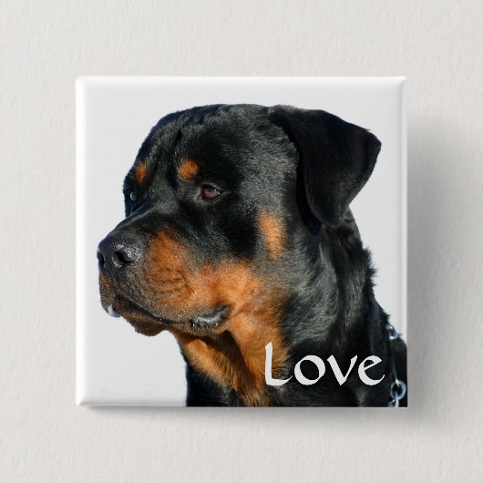 Love Rottweiler Black & Brown Puppy Dog Pin Button (Voorkant)