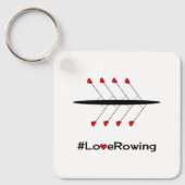 Love Rowing slogan en boot gepersonaliseerd Sleutelhanger (Voorkant)
