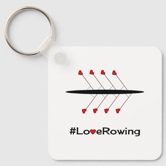 Love Rowing slogan en boot gepersonaliseerd Sleutelhanger (Voorkant)
