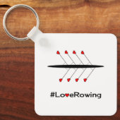 Love Rowing slogan en boot gepersonaliseerd Sleutelhanger (Voorkant)
