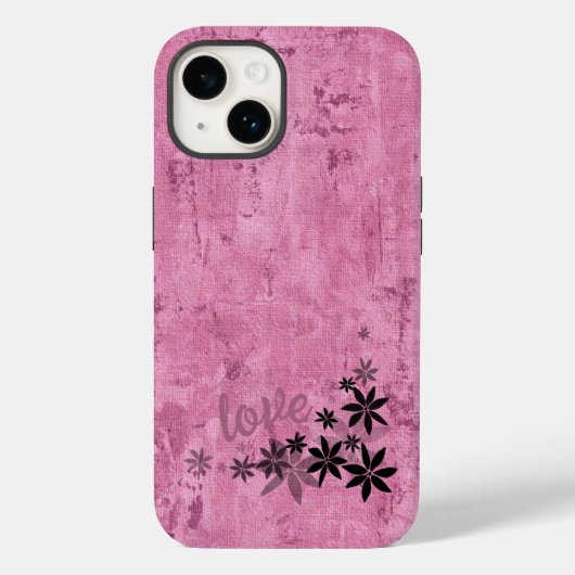 LOVE roze bloemen telefoontas Case-Mate iPhone Case (Achterkant)