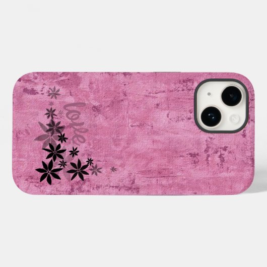 LOVE roze bloemen telefoontas Case-Mate iPhone Case (Achterkant (horizontaal))