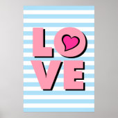 LOVE, roze hart, Typografie poster, t shirt, Poster (Voorkant)