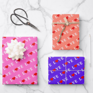 LOVE Roze lavender Sinaasappel Inpakpapier Vel